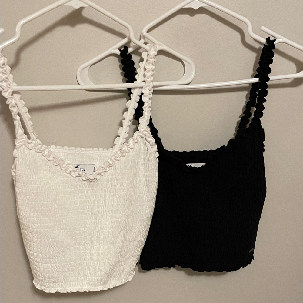 SOLD Hollister White cropped top and black cropped Top